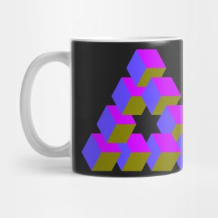 Cubes Optical Illusion in Blue, Purple and Gold Mug